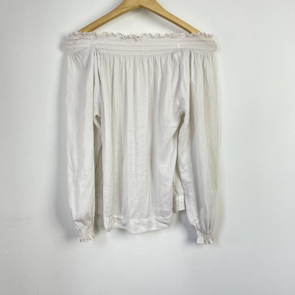 Maje Lorisa Off the Shoulder Woven Blouse Smocked - Picture 4 of 9